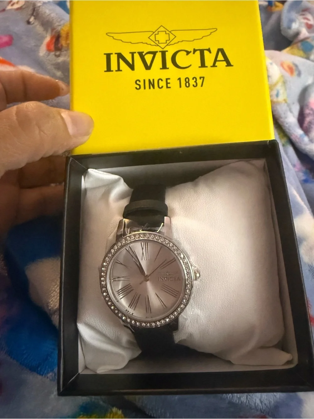 Invicta Celestial Lady 31mm Silver Tone Case Silver Metal Dial Black Band
